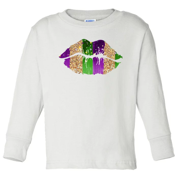 Mardi Gras Lips Celebration Toddler Long Sleeve Shirt