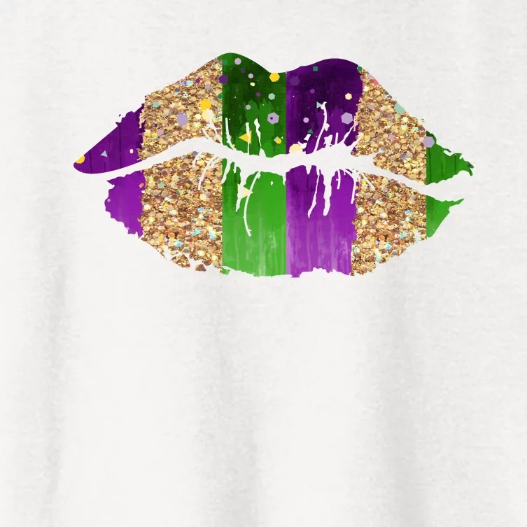 Mardi Gras Lips Celebration Women's Crop Top Tee