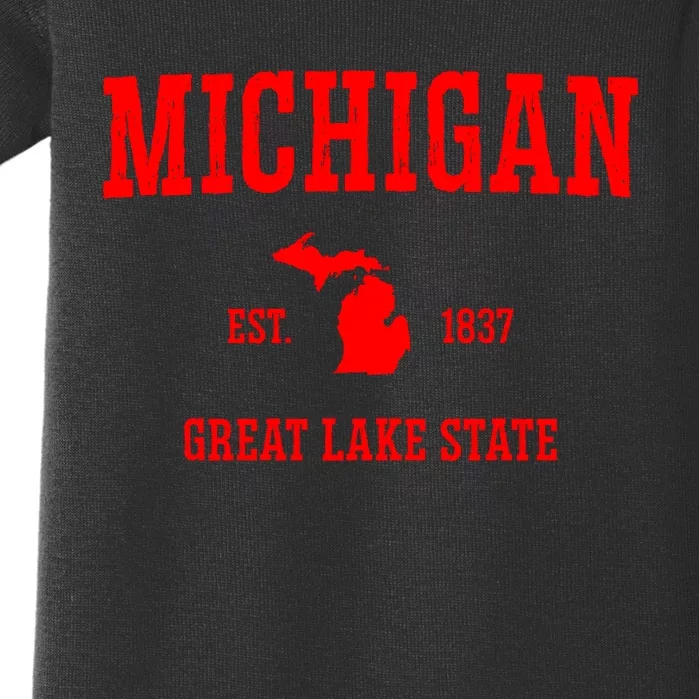 Michigan Great Lake State MI Est 1837 Baby Bodysuit