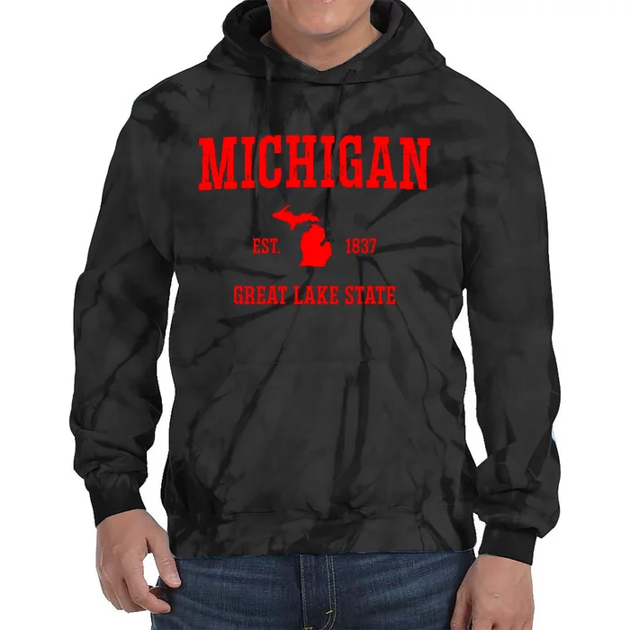 Michigan Great Lake State MI Est 1837 Tie Dye Hoodie