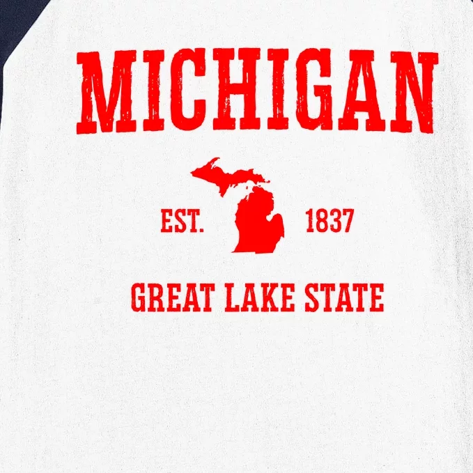 Michigan Great Lake State MI Est 1837 Baseball Sleeve Shirt