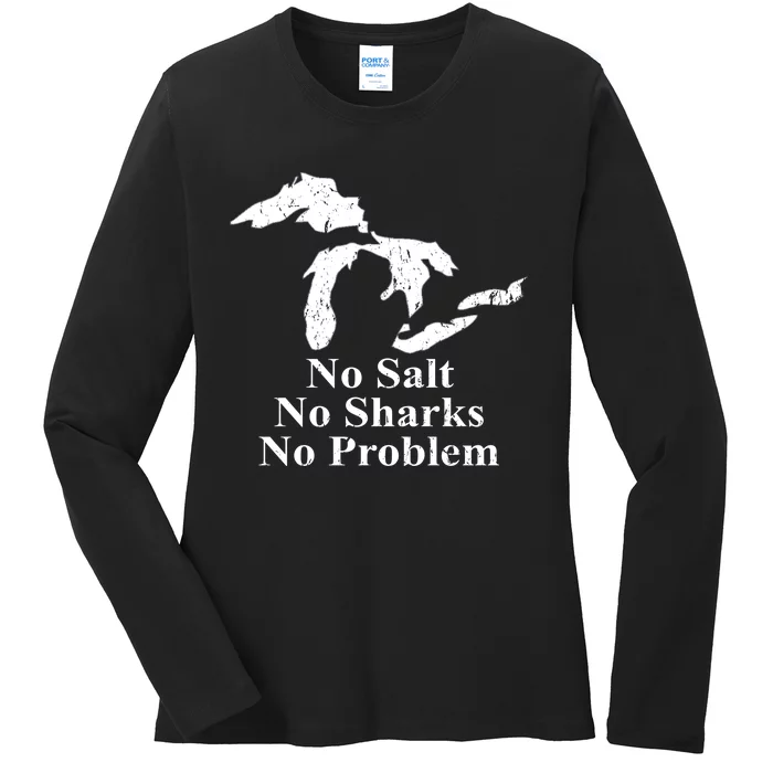 Michigan Great Lakes No Salt, No Sharks, No Problem Hoodie Ladies Long Sleeve Shirt