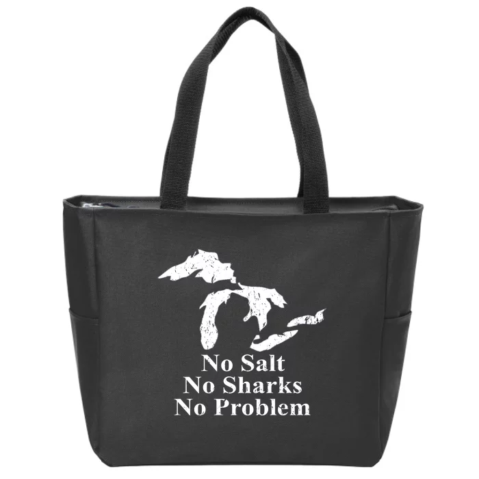 Michigan Great Lakes No Salt, No Sharks, No Problem Hoodie Zip Tote Bag