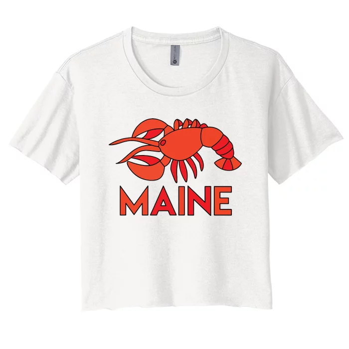 Maine Gift Lobster Stained Glass Lobster Women's Crop Top Tee