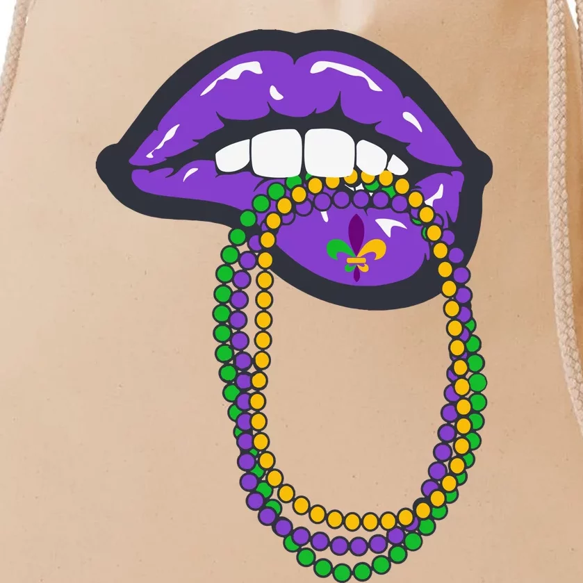 Mardi Gras Lips Queen Carnival Drawstring Bag