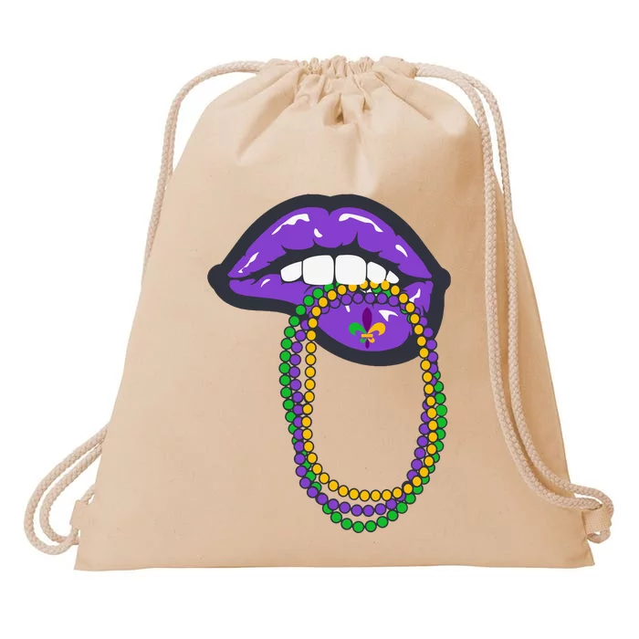 Mardi Gras Lips Queen Carnival Drawstring Bag