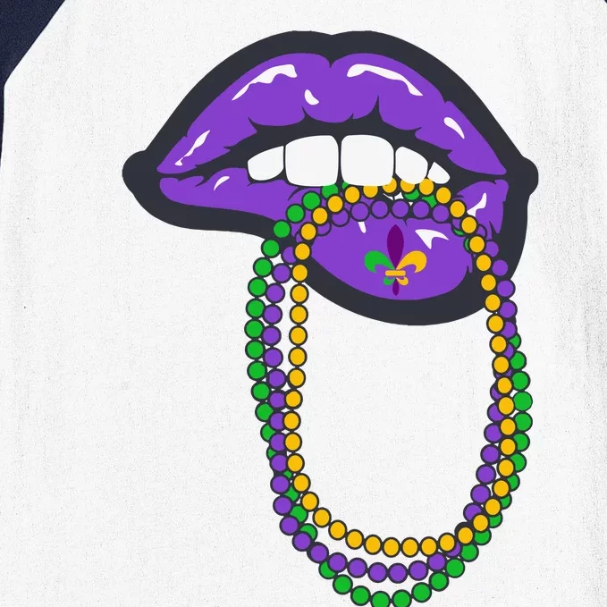 Mardi Gras Lips Queen Carnival Baseball Sleeve Shirt