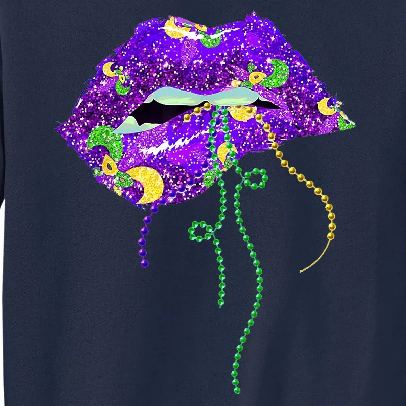 Mardi Gras Lip Beads Festive Tall Sweatshirt