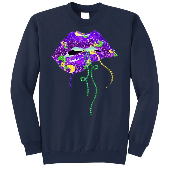 Mardi Gras Lip Beads Festive Tall Sweatshirt