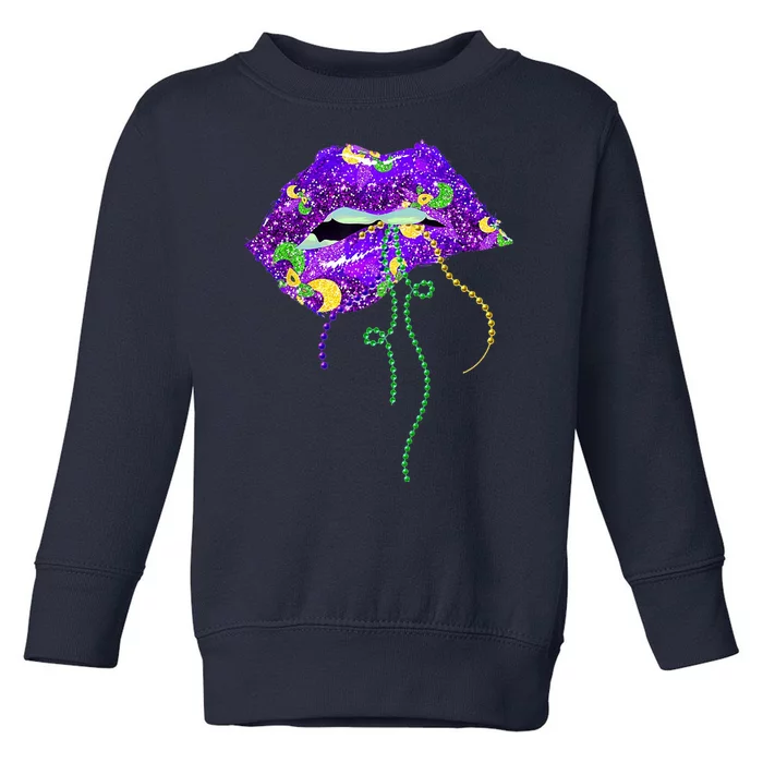 Mardi Gras Lip Beads Festive Toddler Sweatshirt