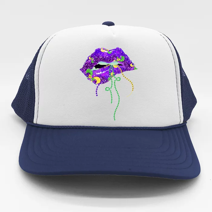 Mardi Gras Lip Beads Festive Trucker Hat