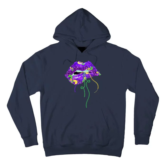 Mardi Gras Lip Beads Festive Tall Hoodie