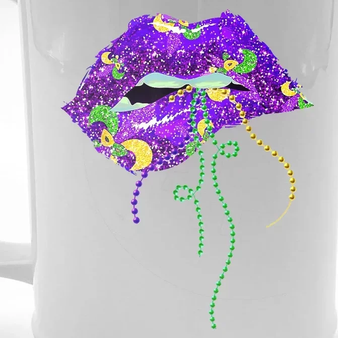 Mardi Gras Lip Beads Festive Front & Back Beer Stein