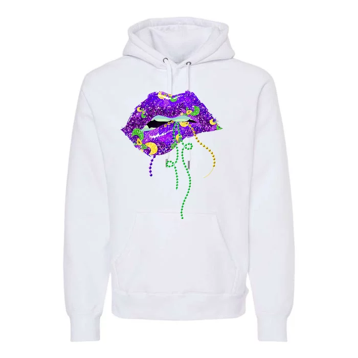 Mardi Gras Lip Beads Festive Premium Hoodie