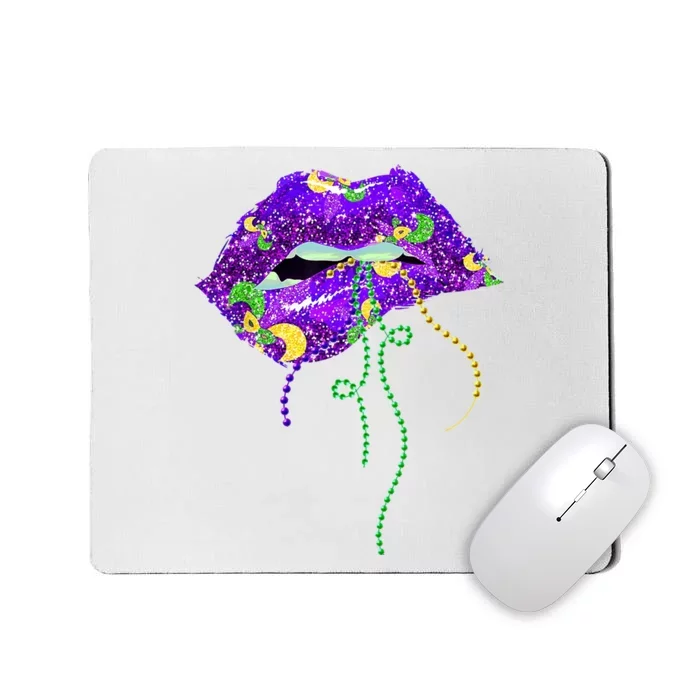 Mardi Gras Lip Beads Festive Mousepad