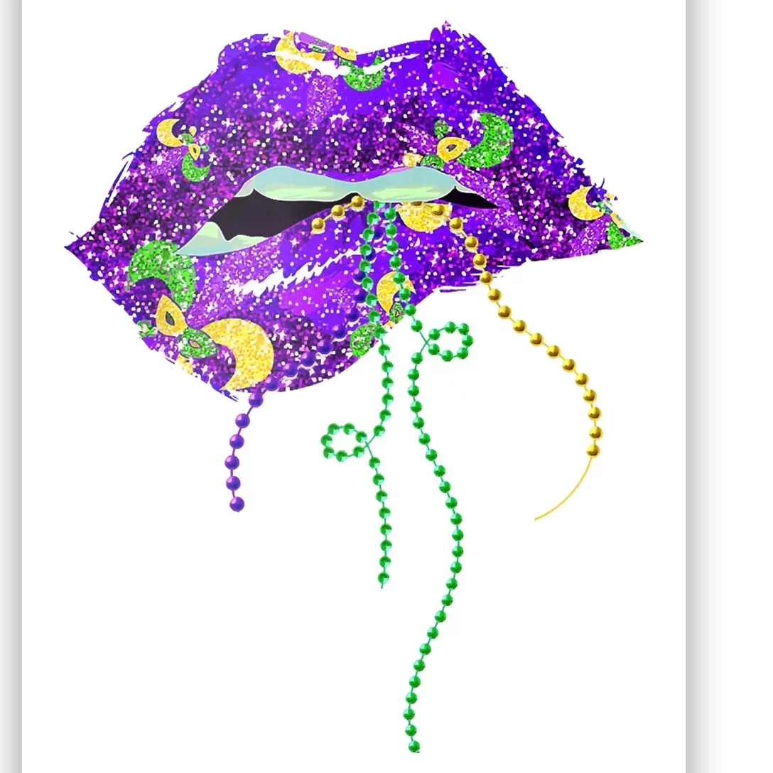 Mardi Gras Lip Beads Festive Poster