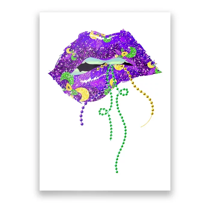 Mardi Gras Lip Beads Festive Poster