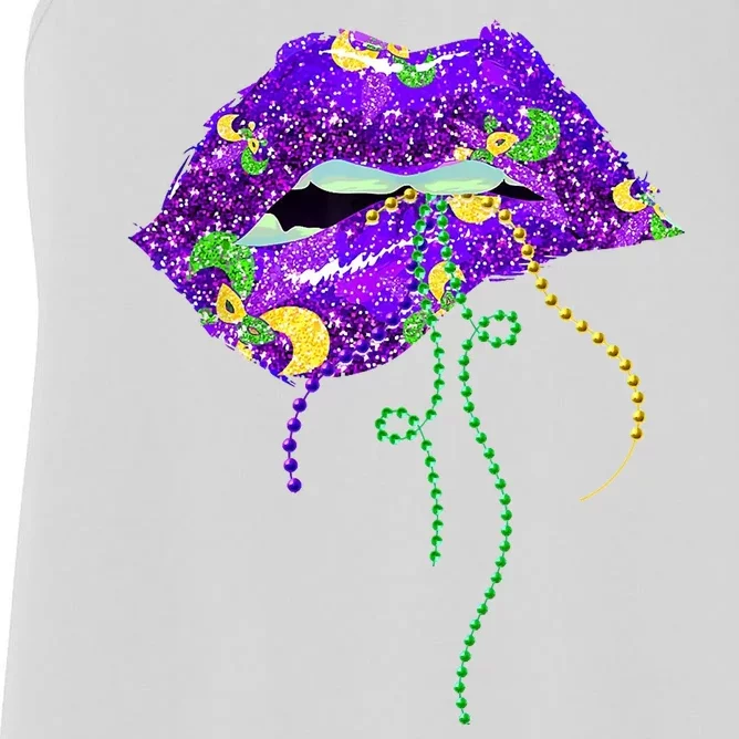 Mardi Gras Lip Beads Festive Women's Racerback Tank