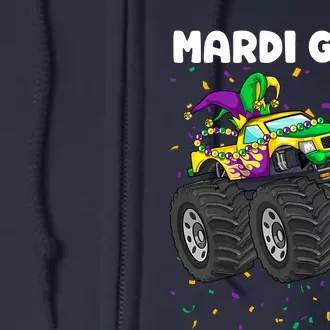 Mardi Gras Monster Truck Beads Carnival Festival Boy Full Zip Hoodie