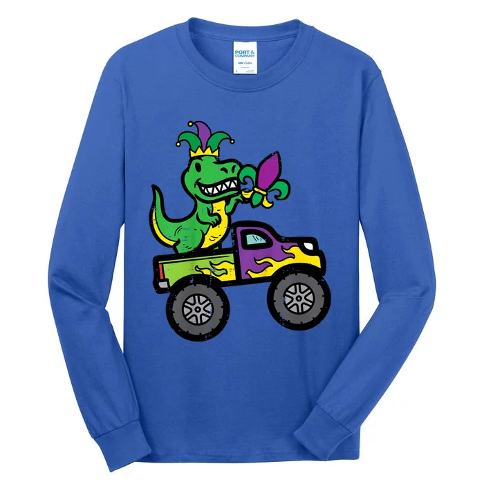 Mardi Gras Monster Truck Dinosaur Trex Tall Long Sleeve T-Shirt