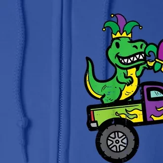 Mardi Gras Monster Truck Dinosaur Trex Full Zip Hoodie