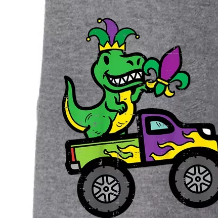 Mardi Gras Monster Truck Dinosaur Trex Doggie 3-End Fleece Hoodie