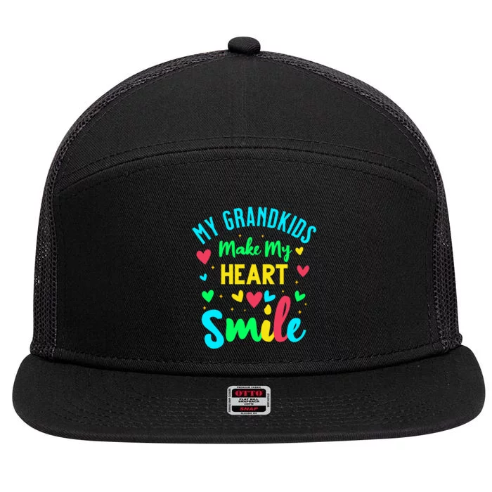 My Grandkids Make My Heart Smile 7 Panel Mesh Trucker Snapback Hat