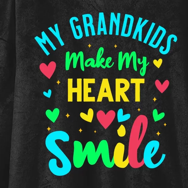 My Grandkids Make My Heart Smile Hooded Wearable Blanket