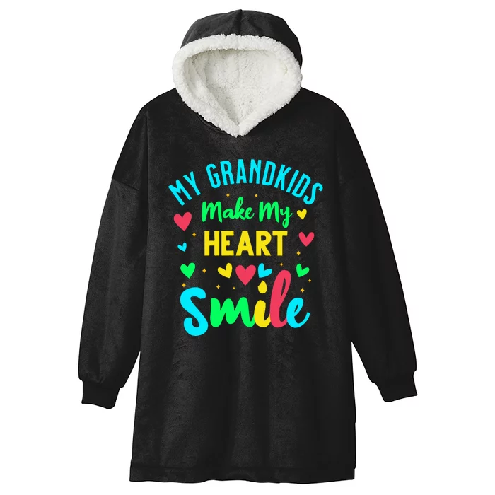 My Grandkids Make My Heart Smile Hooded Wearable Blanket