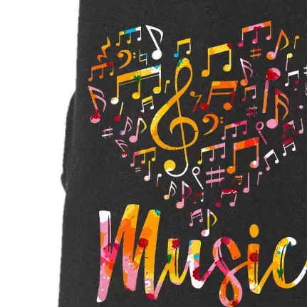 Musician Gift Musical Instrument Music Notes Treble Clef Doggie 3-End Fleece Hoodie