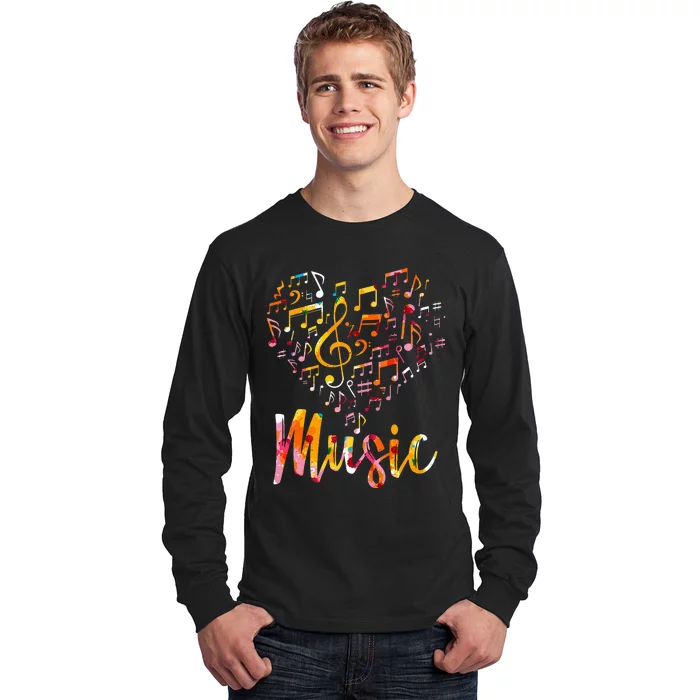 Musician Gift Musical Instrument Music Notes Treble Clef Long Sleeve Shirt