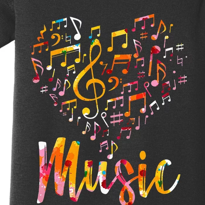 Musician Gift Musical Instrument Music Notes Treble Clef Baby Bodysuit