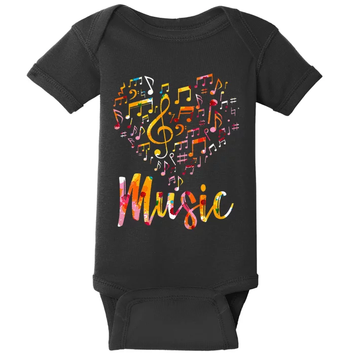 Musician Gift Musical Instrument Music Notes Treble Clef Baby Bodysuit