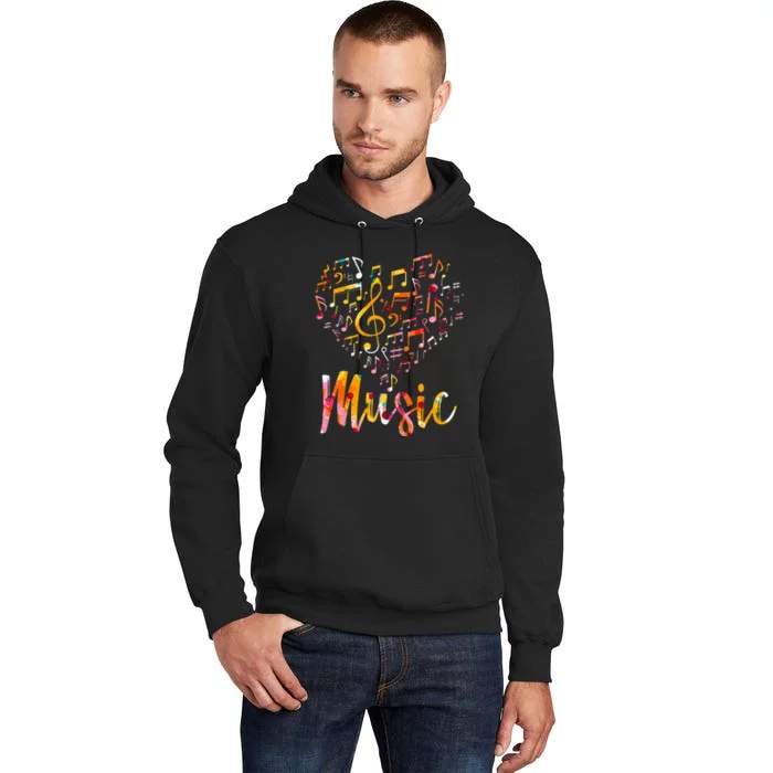 Musician Gift Musical Instrument Music Notes Treble Clef Tall Hoodie