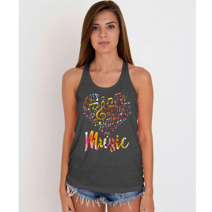 Musician Gift Musical Instrument Music Notes Treble Clef Women's Knotted Racerback Tank