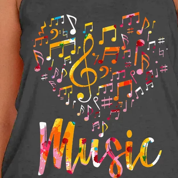 Musician Gift Musical Instrument Music Notes Treble Clef Women's Knotted Racerback Tank