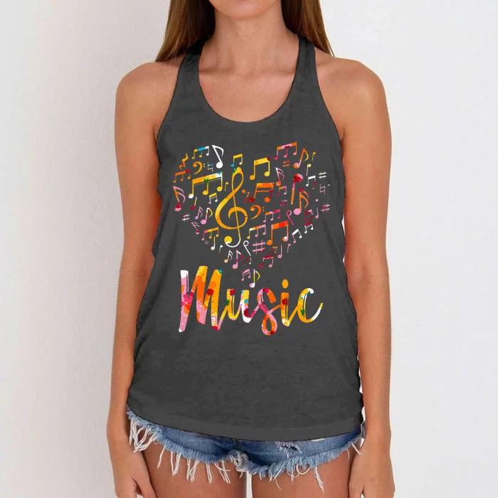 Musician Gift Musical Instrument Music Notes Treble Clef Women's Knotted Racerback Tank