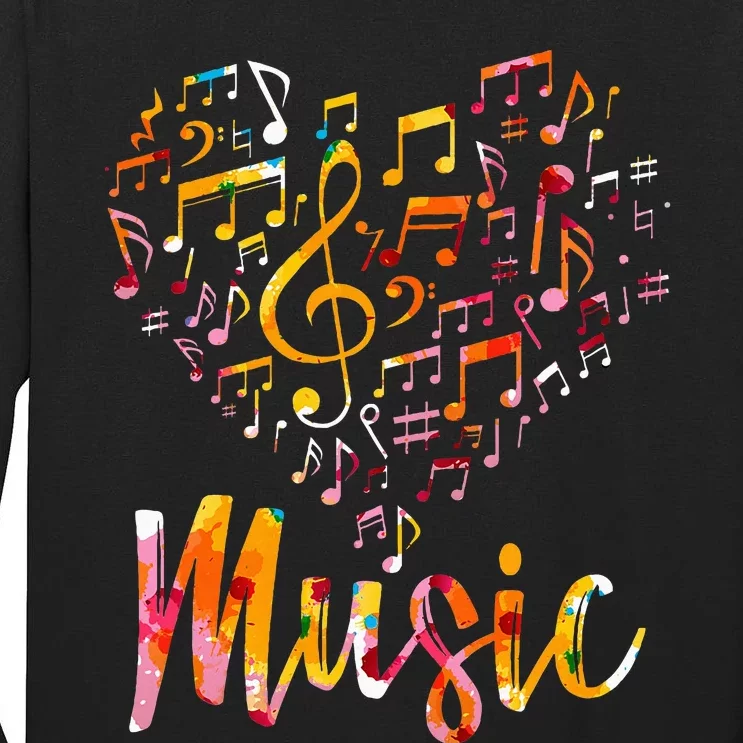 Musician Gift Musical Instrument Music Notes Treble Clef Tall Long Sleeve T-Shirt