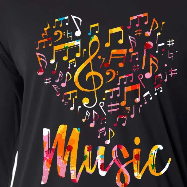 Musician Gift Musical Instrument Music Notes Treble Clef Cooling Performance Long Sleeve Crew