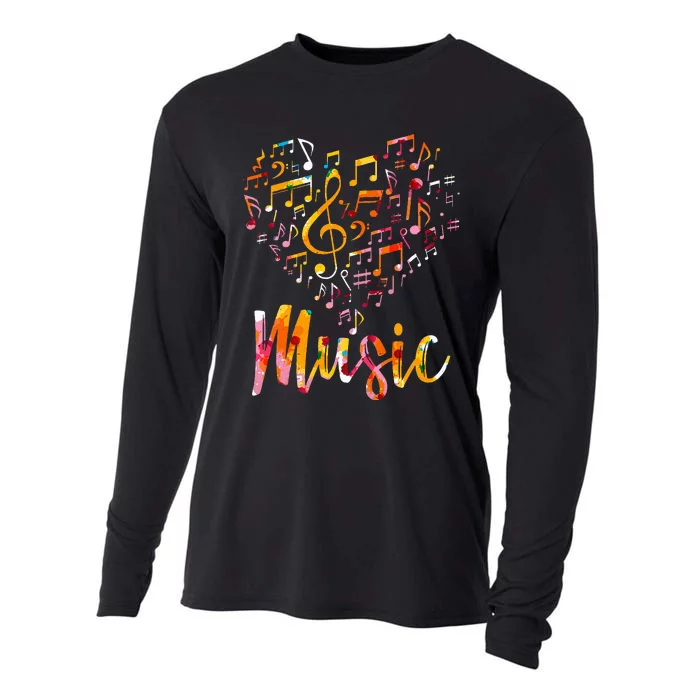 Musician Gift Musical Instrument Music Notes Treble Clef Cooling Performance Long Sleeve Crew