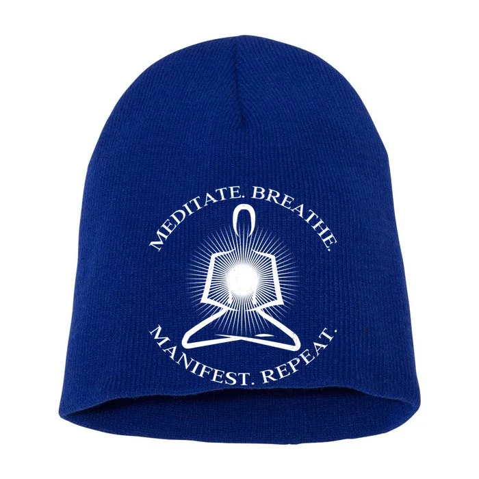 Meditation Gift Meditate Breathe Ifest Repeat Yoga Gift Short Acrylic Beanie