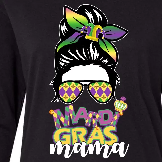 Mardi Gras Mama Hair Bun Celebration Womens Cotton Relaxed Long Sleeve T-Shirt