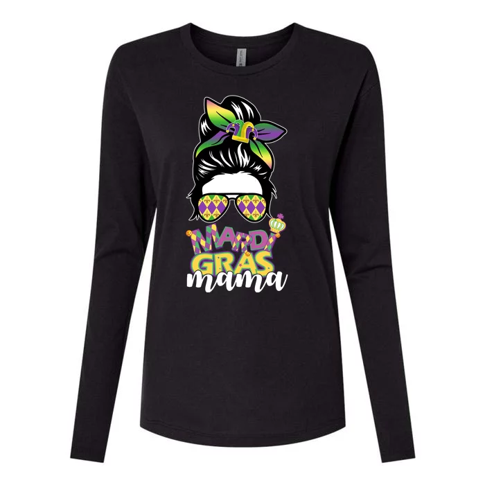 Mardi Gras Mama Hair Bun Celebration Womens Cotton Relaxed Long Sleeve T-Shirt