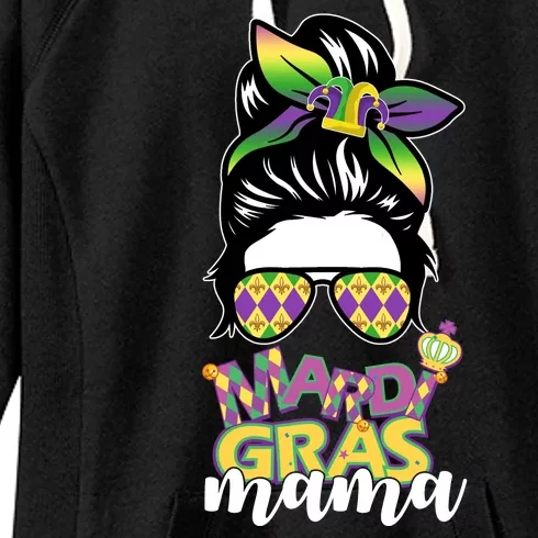 Mardi Gras Mama Hair Bun Celebration Women's Fleece Hoodie