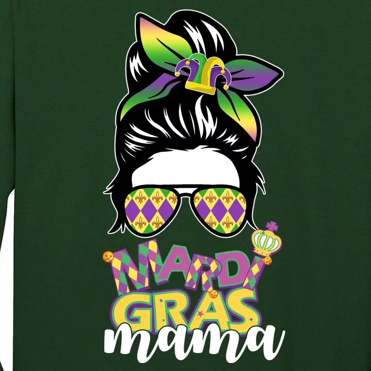 Mardi Gras Mama Hair Bun Celebration Tall Long Sleeve T-Shirt