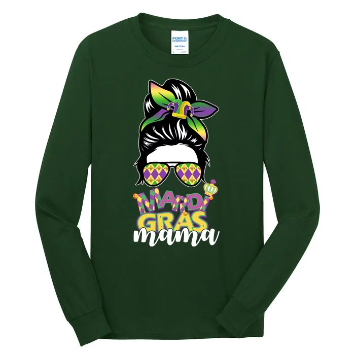 Mardi Gras Mama Hair Bun Celebration Tall Long Sleeve T-Shirt