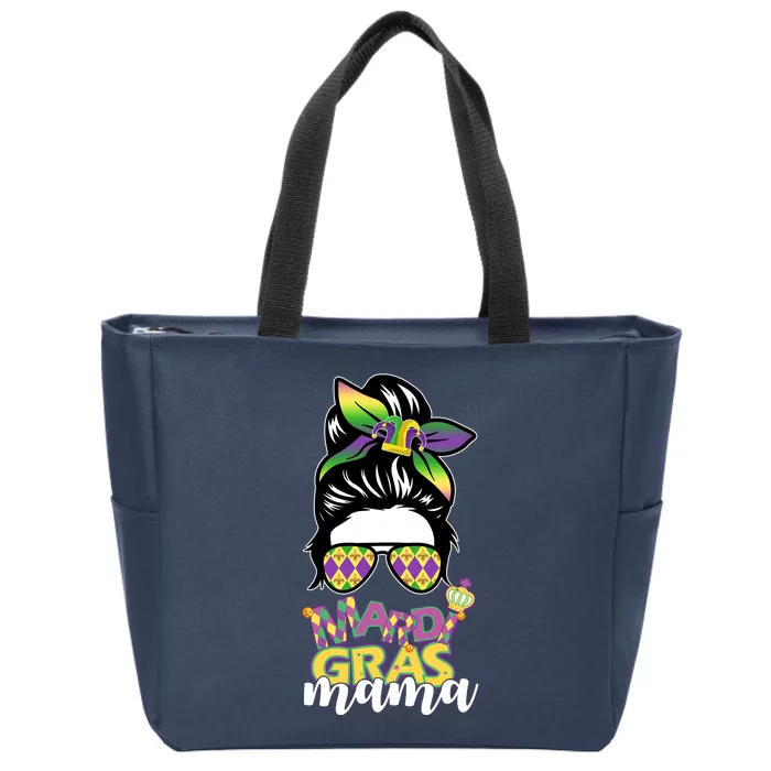 Mardi Gras Mama Hair Bun Celebration Zip Tote Bag