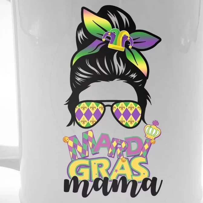 Mardi Gras Mama Hair Bun Celebration Front & Back Beer Stein