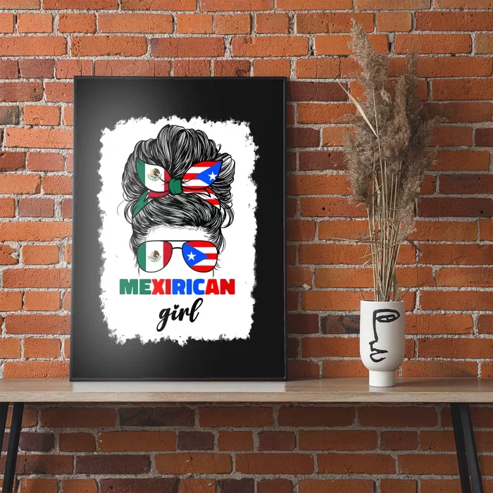 Mexirican Girl Mix Half Mexican And Puerto Rican Rico Flag Poster