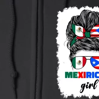 Mexirican Girl Mix Half Mexican And Puerto Rican Rico Flag Full Zip Hoodie